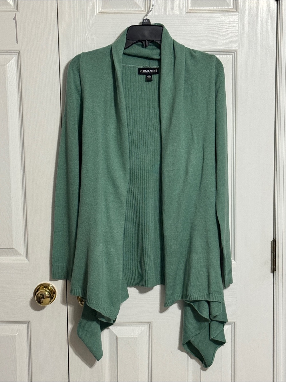 Permanent Sage Green Cascading Drape Open-Front Cardigan